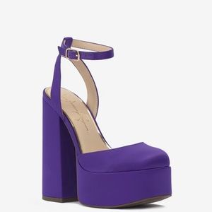 JESSICA SIMPSON PLATFORM SATIN PUMPS
